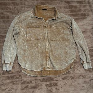 Dark Orange Thermal Button Down Long Sleeve